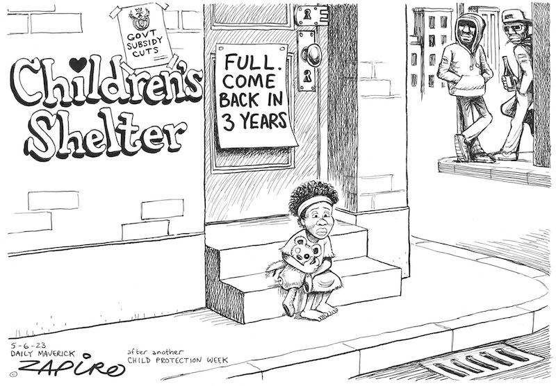zapiro's tweet image. Zapiro cartoon published @dailymaverick  (6 June 2023) on In The Cold #ChildProtectionWeek -zapiro.com/230606dm