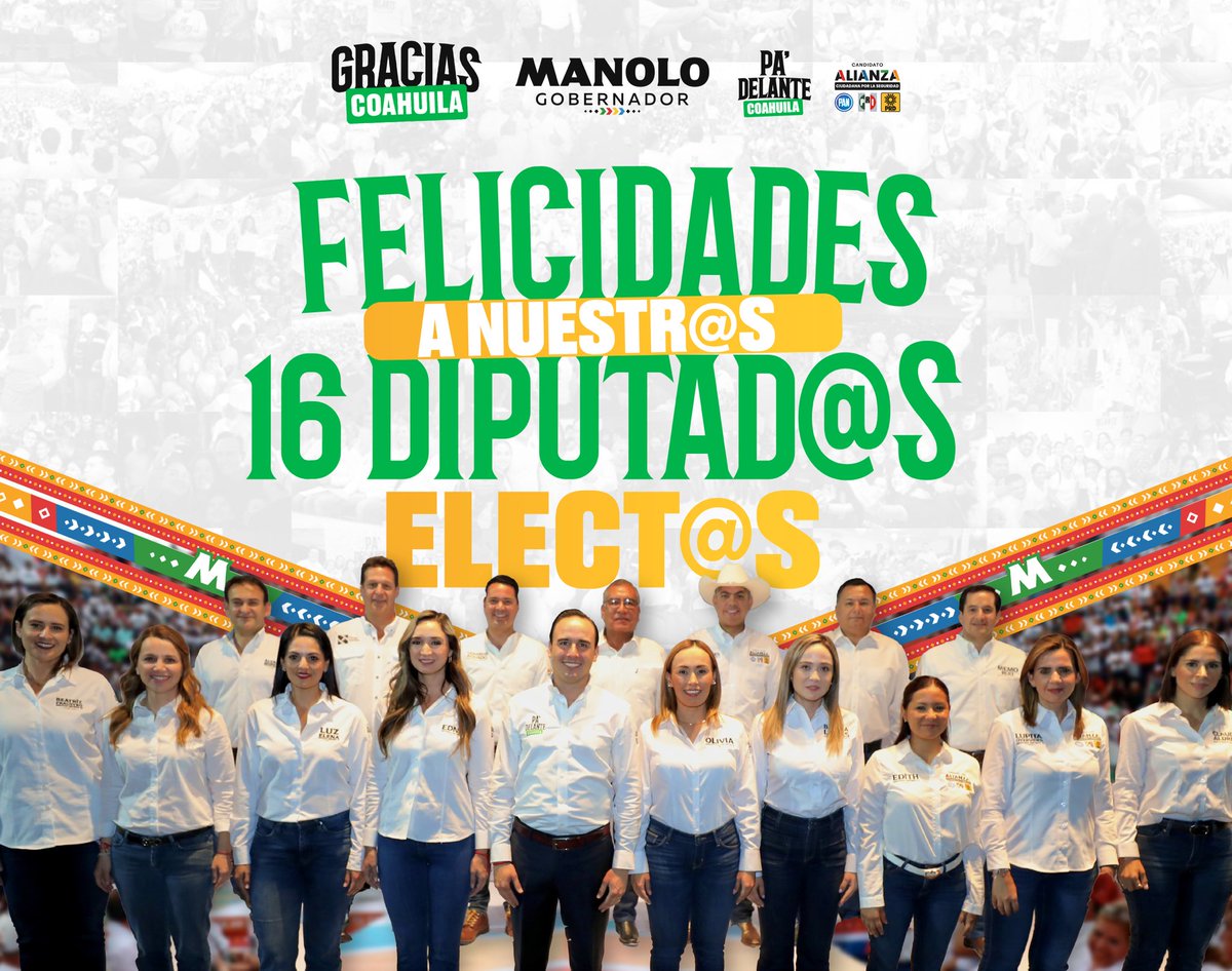 manolojim's tweet photo. Gracias a la gente y a un gran trabajo en equipo ganamos los 16 distritos de nuestro estado. Felicidades a nuestr@s candidat@s, ahora diputad@s elect@s, por el triunfo. Trabajaremos coordinados y con responsabilidad para cumplir los compromisos que hicimos en la campaña y así, (1/3)