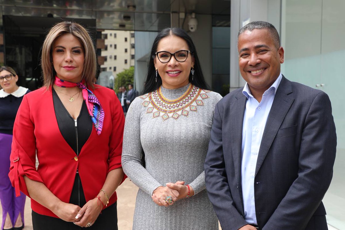 cnegobec's tweet photo. #EleccionesAnticipadas2023Ec 🗳️ | Nuestra presidenta @DianaAtamaint recibe al binomio presidencial del Movimiento @AMIGOLista16; integrado de forma paritaria por @BolivarArmijos y #LindaRomero, para la aceptación presencial de la precandidatura ante el #CNE. 🇪🇨 https://t.co/0mT0E4K4Eo