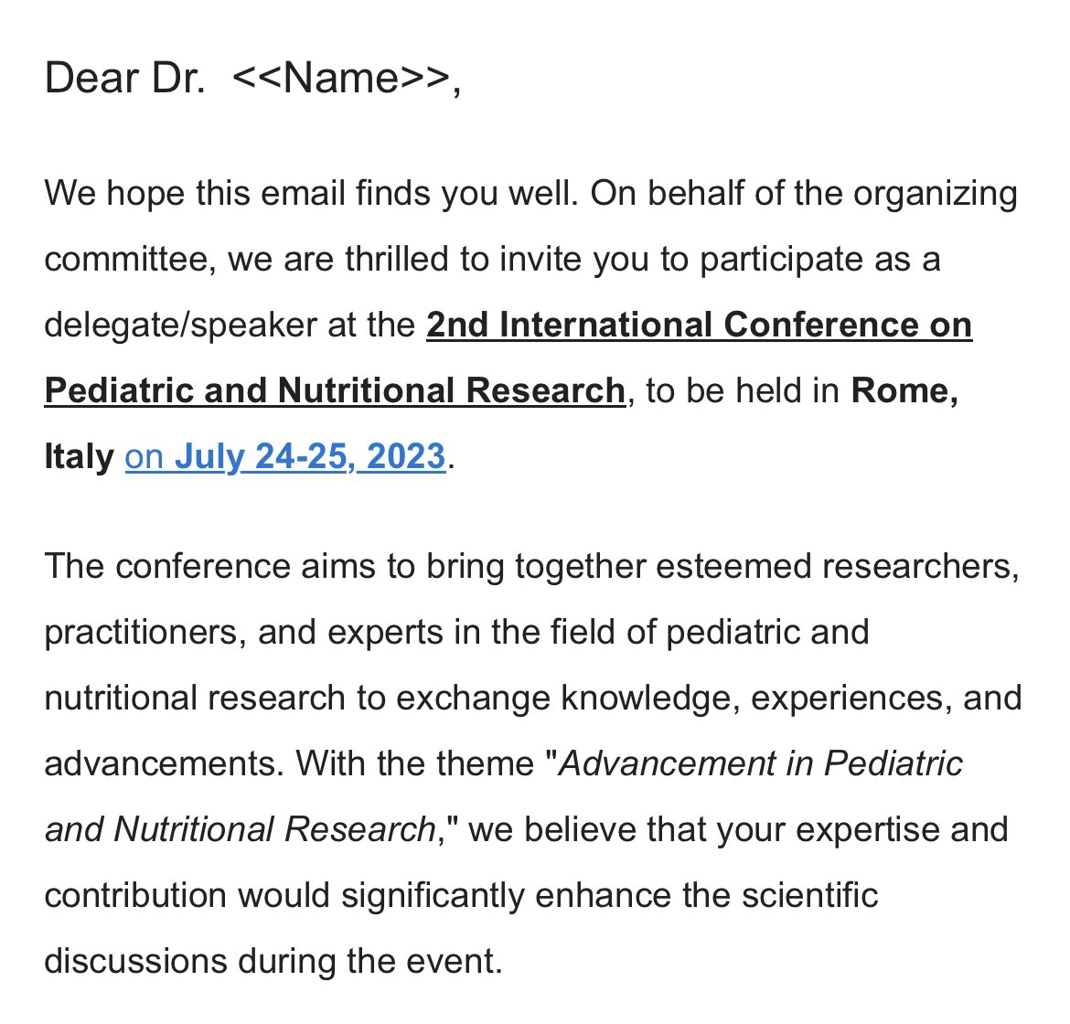 Excited by this personalized request to participate!