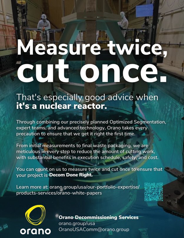 Orano_usa's tweet photo. In tandem with our program ad, just about to kick off our Decommissioning Innovation session at #RadWaste2023 talking about #DecomCR3 and #DecomVY. #DecomDoneRight https://t.co/1qzYA0qMLW
