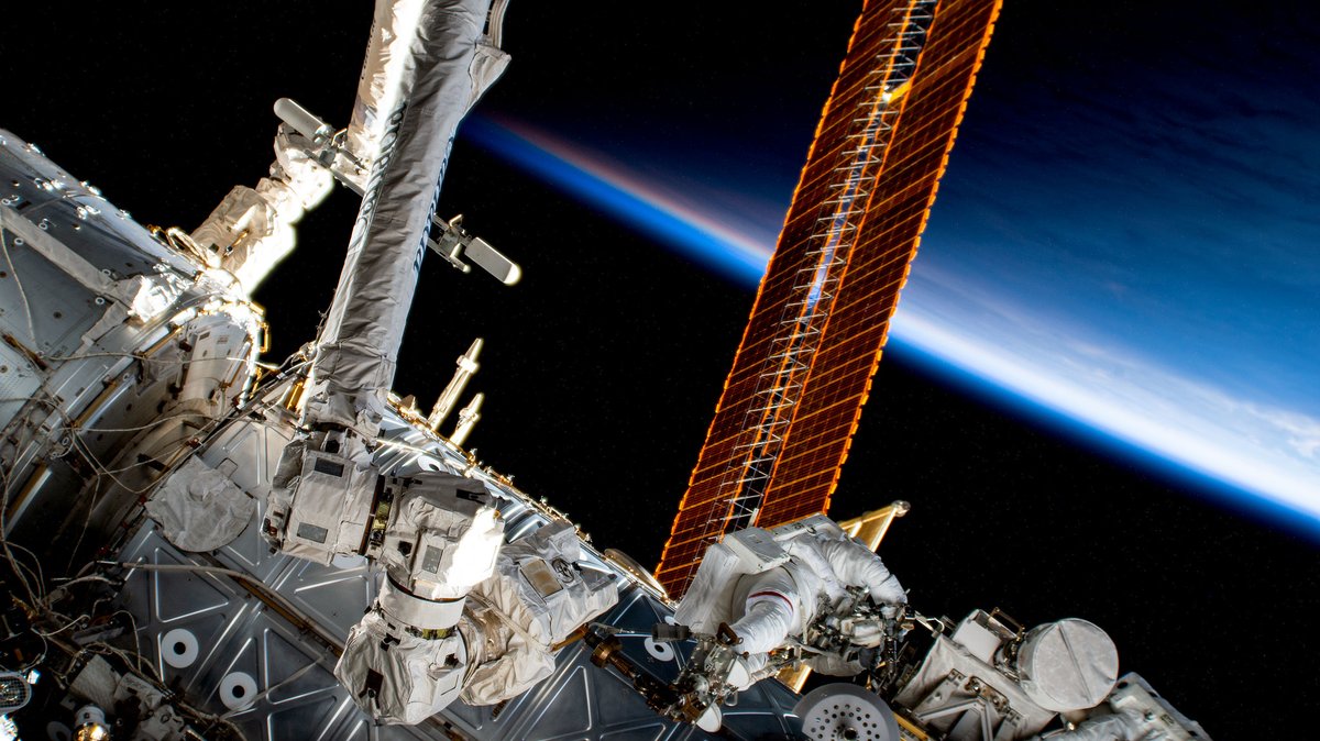 NASA's tweet photo. We're going on a spacewalk!

Join us tomorrow, June 9, as @NASA_Astronauts Steve Bowen and @Astro_Woody step outside the @Space_Station. Friday's spacewalk is scheduled to start at 9:15am ET (1315 UTC), with live coverage beginning at 7:45am ET (1145 UTC) on Twitter and NASA TV. https://t.co/w7BWQO4xOf