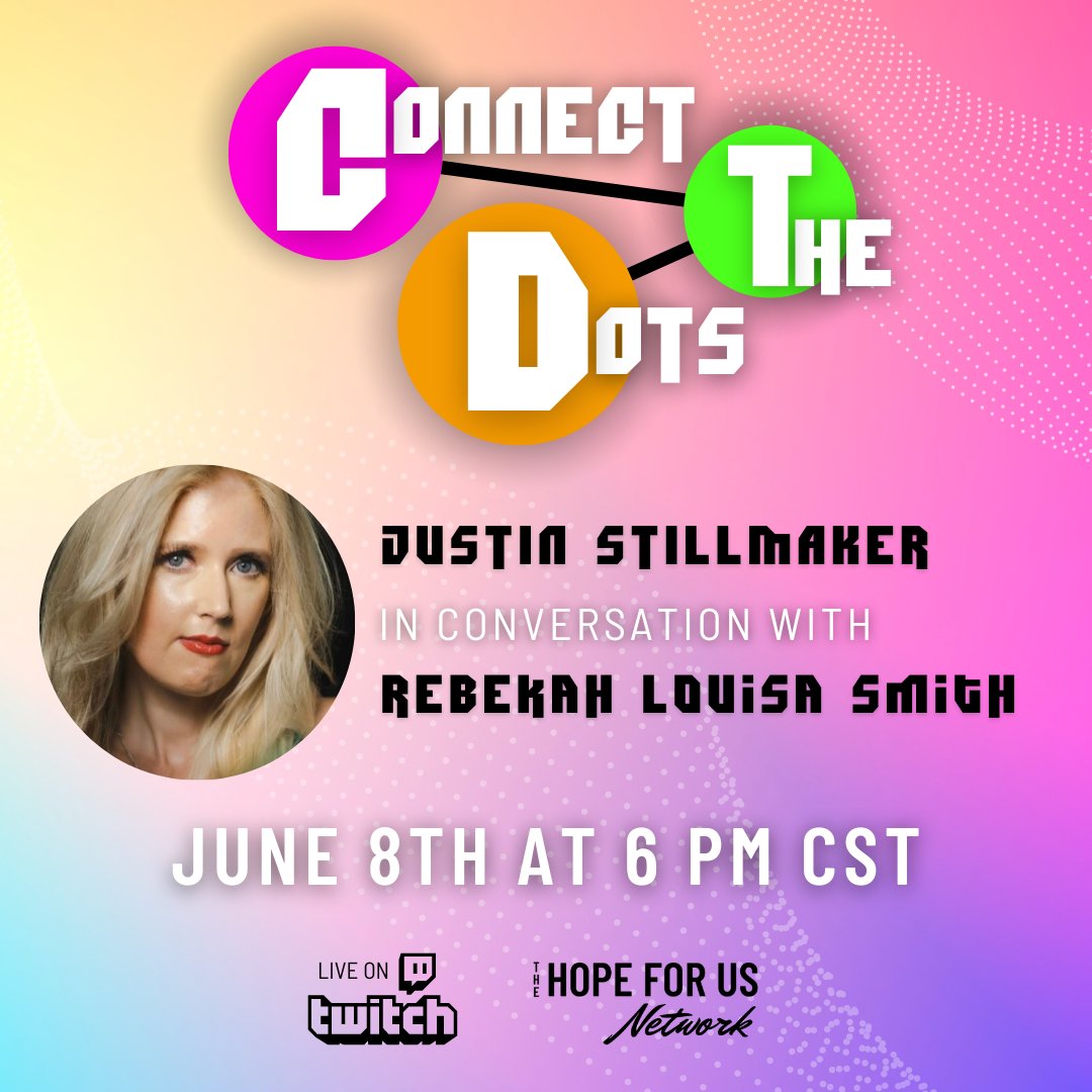 TUNE IN TONIGHT for #ConnectTheDots on our #Twitch at 6 PM CST! Join Justin and his guest,  Dr. Rebekah Louisa Smith, Award-Winning Film Festival Strategist & Founder of The Film Festival Doctor. #Twitch #MentalHealth #HaveHope

See you there 👀 hope4uslive.org