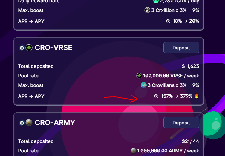 TheCronosVerse's tweet photo. Make sure to check out @crodexapp for our new #CRO-#VRSE staking pool to earn juicy #APR.
More in game assets are around the corner which will be minted in $VRSE token.
#metaverse #gamefi #UE5 https://t.co/QfDsimU2Vu