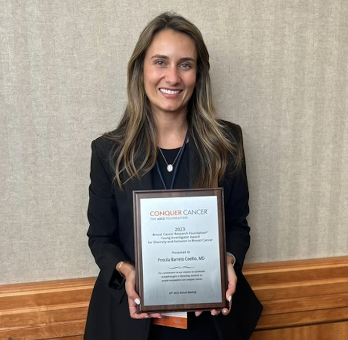 HemOncMiami's tweet photo. Congratulations to our very own Dr. Priscila Barreto Coelho @PriscilaBCMD for her 2023 Conquer Cancer Young Investigator Award! #BCSM #sarcoma #weconquercancer #ASCO2023 https://t.co/3WiDO5lB65