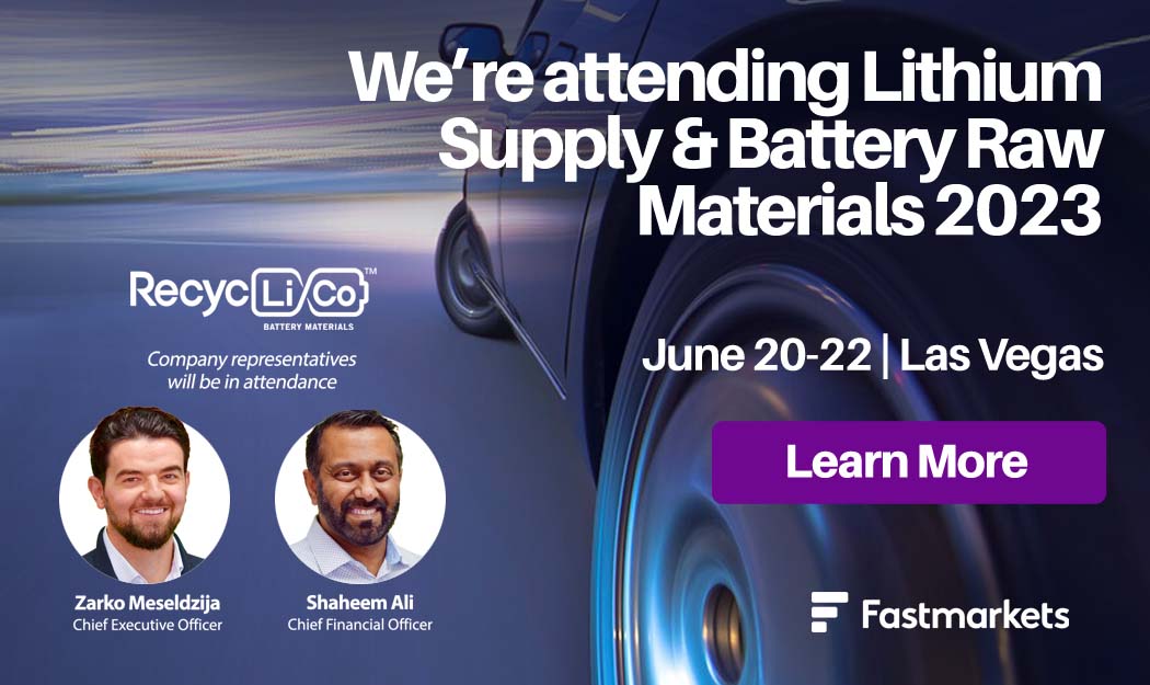 Our CEO Zarko Meseldzija and CFO Shaheem Ali will be attending the Lithium Supply & Battery Conference from June 20-22 in Las Vegas, NV. Visit recyclico.com for more info on how we #RecoverReuseRepeat #LithiumIon #BatteryMaterials and contribute to #Sustainability in a…