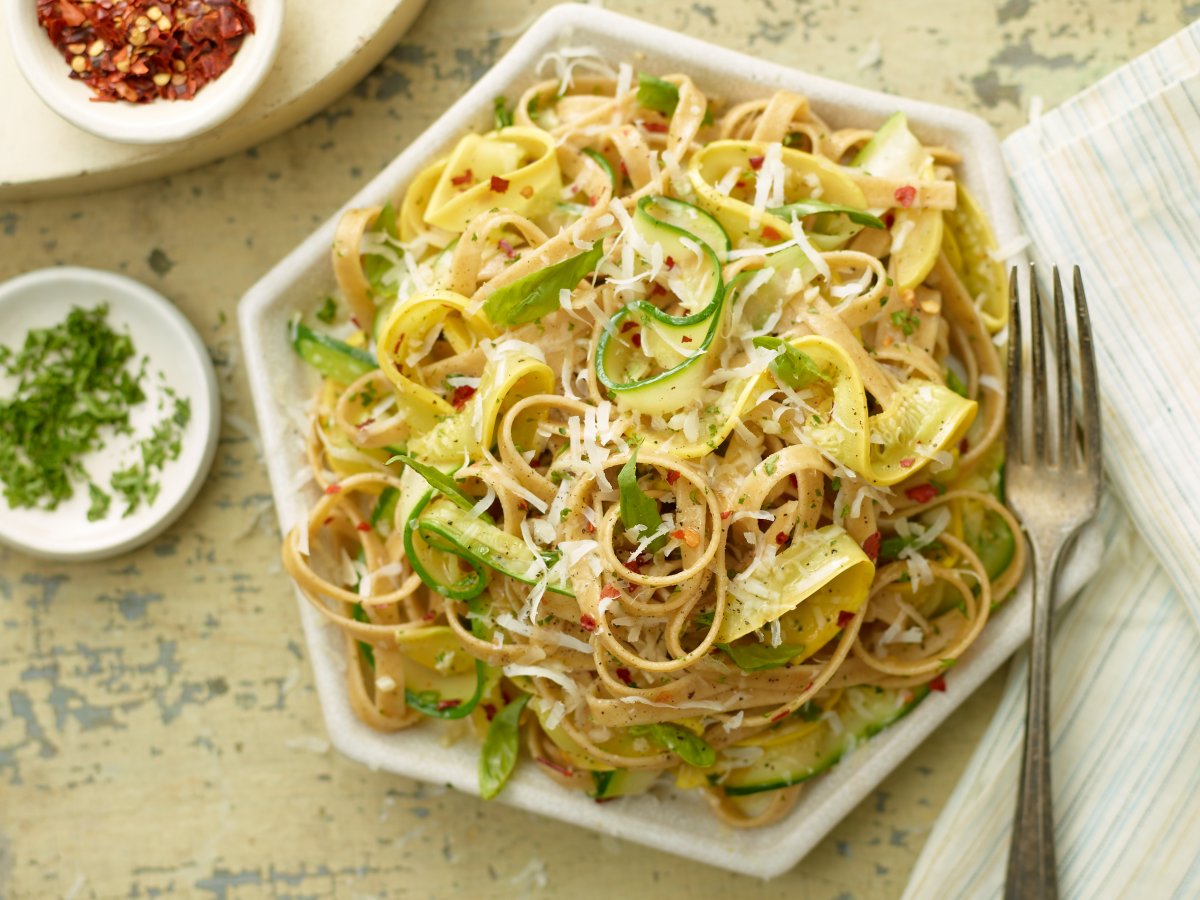 Zucchini ribbons aren't just a replacement for noodles – they can be a pasta pairing, too! 🍝 Get the recipe for @Ellie_Krieger's  Zucchini Ribbon Pasta: cooktv.com/3zeFxgT
