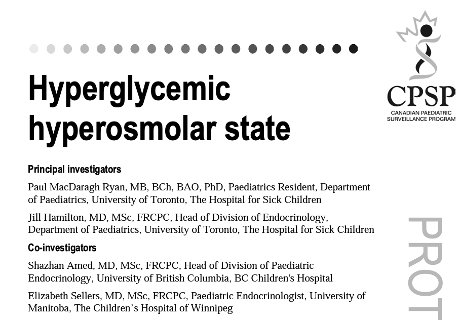 ✨FAO: Canadian Paediatricians, Endo, PEM, PICU Staff✨

Our CPSP study aiming to pick up all cases of Hyperglycaemic Hyperosmolar State [HHS] in kids across the country has launched!

Help us learn more about this highly fatal condition by reporting 🙏

cpsp.cps.ca/surveillance/s…