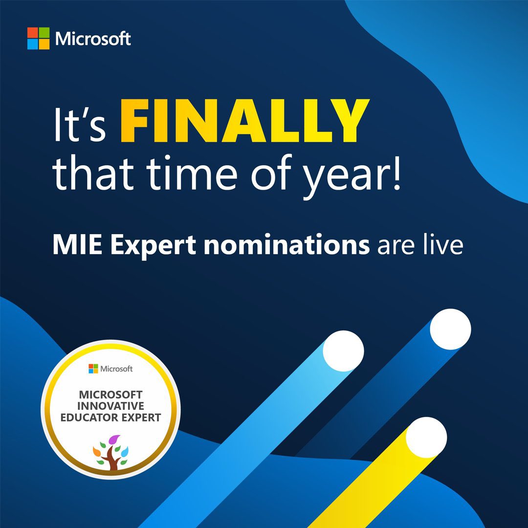Are you using @office <a href="/MicrosoftFlip/">Flip</a> <a href="/PlayCraftLearn/">Minecraft Education</a> or any other Microsoft tools to impact teaching and learning?

This is the community you need to be part of!!!

Head to aka.ms/MIEExpert to find out more and get you application in!

<a href="/HwbAddysg_Cymru/">Hwb Addysg Cymru</a> #edtech