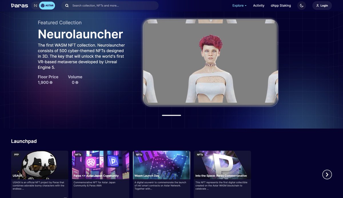 ParasHQ's tweet image. Bet you&apos;re not ready for another mic drop. 📢 Paras Marketplace has officially expanded into @AstarNetwork! 🤩 💫

️Safe, seamless, and secure. Paras Marketplace is the next-gen platform to unlock the limitless possibilities of #NFT for all creators, builders, and collectors  🤝