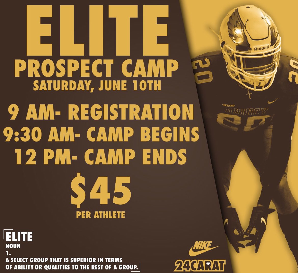 Exited to compete at Quincy’s elite prospect camp this Saturday. Blessed to have the opportunity to show my skills in front of college coaches <a href="/CoachSchnabel/">Shawn Schnabel</a> <a href="/ONLY1RIDDICK/">Coach Riddick</a> <a href="/ToddThrockmort3/">Todd Throckmorton</a> <a href="/MChorowicz/">Mike Chorowicz</a> <a href="/AdamGajo/">Adam Gajo</a> <a href="/CoachCutshaw/">Roy Cutshaw Jr</a> <a href="/CoachGremaud/">Coach Nick Gremaud</a> <a href="/Winfield_FB/">Winfield Football</a>