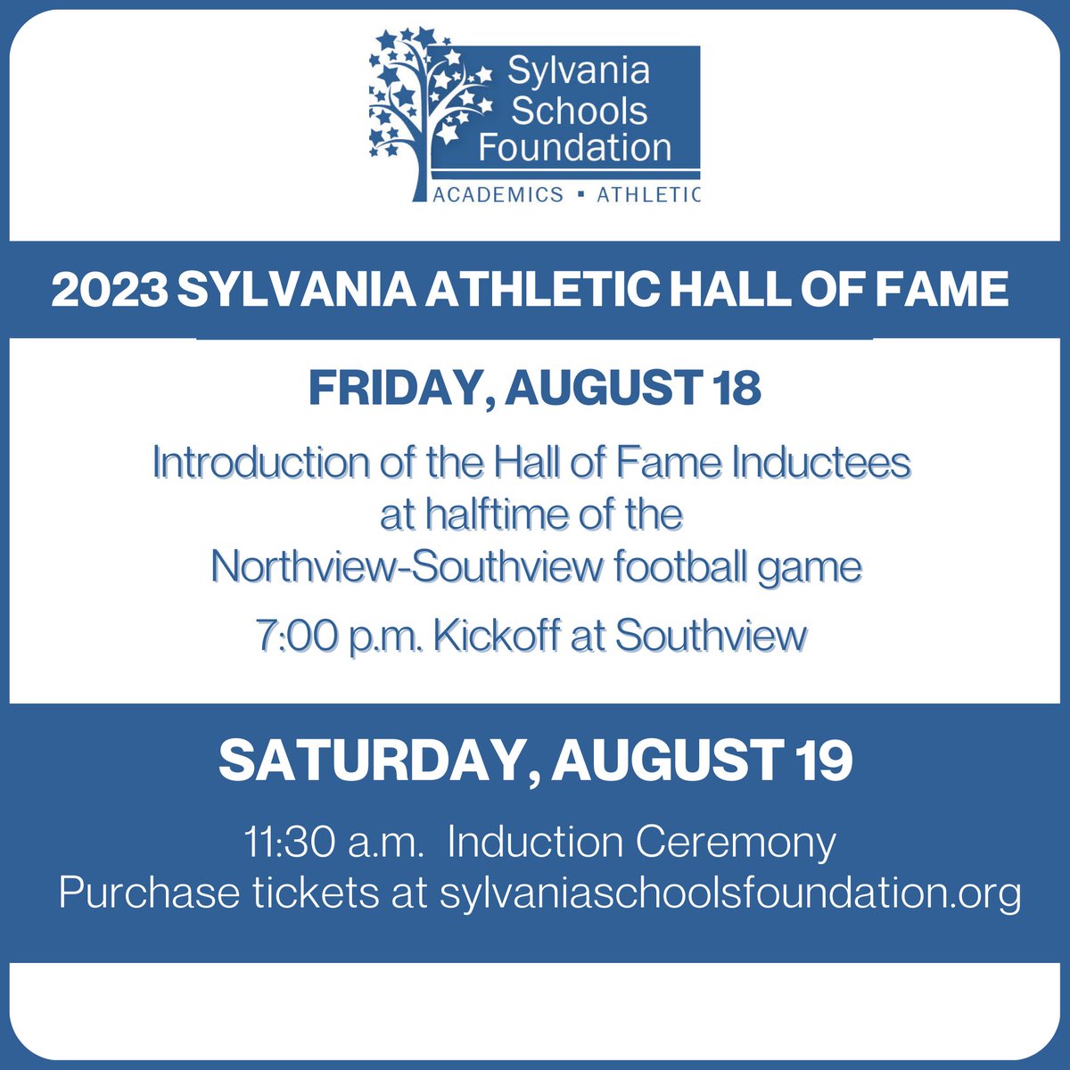 We look forward to inducting the following individuals and teams into the Sylvania Athletic Hall of Fame! Congratulations to all! #sylvaniaalumni #HallOfFame