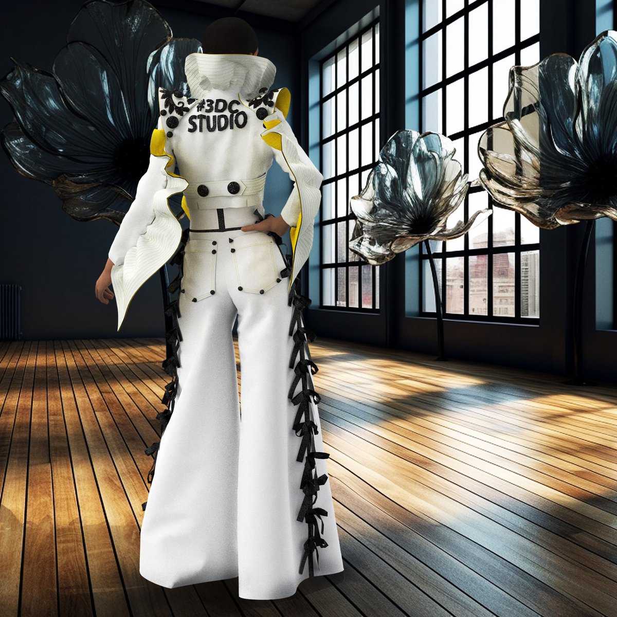3DCSTUDIOx's tweet image. Diseño para Rookies Awards 2023. @TheRookiesCO
Pantalon ancho con lacitos en los costados y chaqueta corta con bordados y volantes. 🤍
Diseñado en #clo3d, fondos diseñados con #midjourney
#moda3d #Diseñodemoda3D #3dworld #3dmoda #3dstyle #3dart #3dfashion #3dartist #fashiondesign