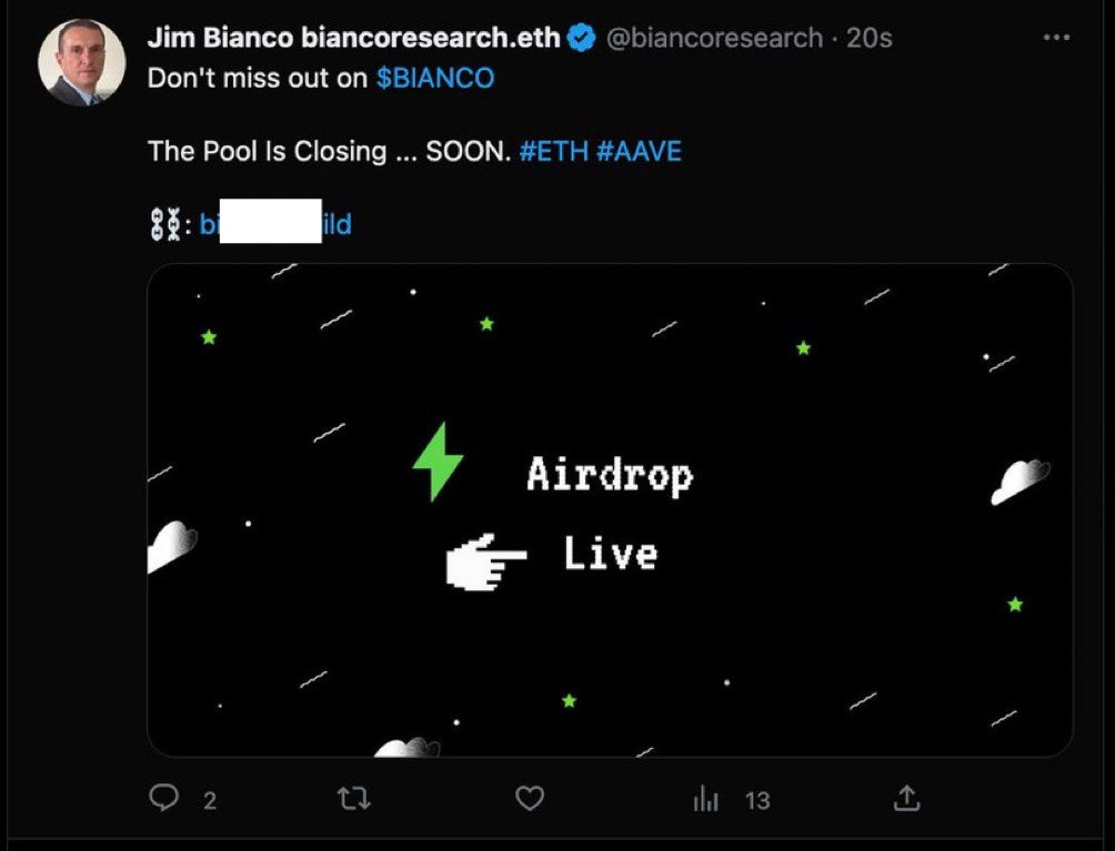 When the scammer gains control of a Twitter account, phishing scams are tweeted out almost immediately.

Slow response times from Twitter Support have resulted in some of these tweets staying up for many hours and even days.