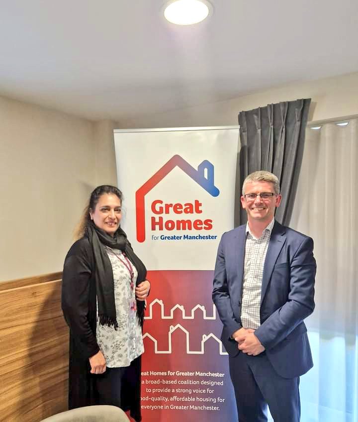 Good to speak on panel at well attended <a href="/GH4GM/">Great Homes for the Great North</a> event today with Andrew Gwynne MP at the brilliant Elmswood Park extra care scheme on the Depot Site, Bowes Street.  

An excellent example of new social and low carbon housing on former brownfield site in Moss Side/Whalley Range.🏡