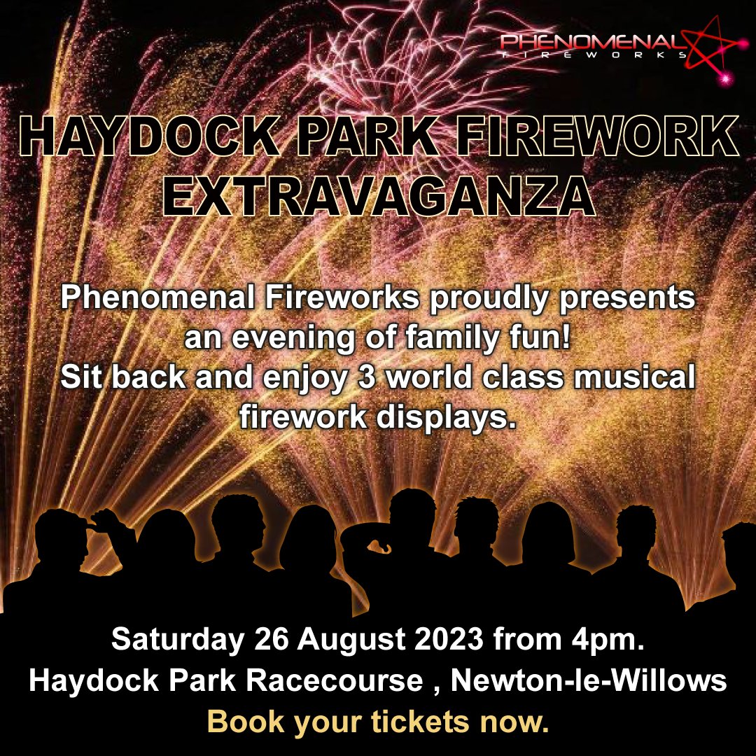PhenFireworks's tweet photo. 🎉 Join us at Haydock Park Racecourse for an unforgettable Family Fun Day and Firework Extravaganza! 🎇

Don't miss out on this phenomenal event! Secure your tickets now at https://t.co/oagCSarSR3

#fireworks #eventfireworks #fireworkdisplays #celebrationfireworks https://t.co/6qlO9tJXZu