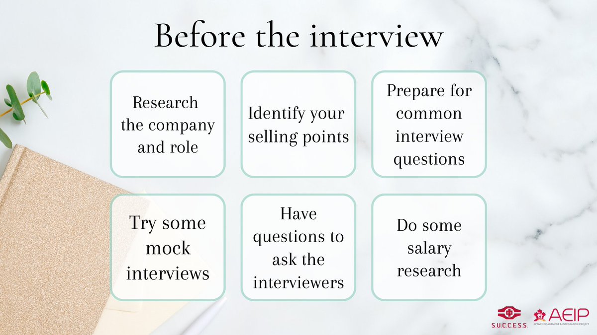 aeipsuccess's tweet photo. Here are some things you can do to prepare for your next interview!
For more support, connect with AEIP today: https://t.co/xxtOA6WXXZ
#aeipsuccess #prearrival #JobSearch #interviewtips #interviewprep #interviews #WorkingInCanada https://t.co/78bI4G8coe