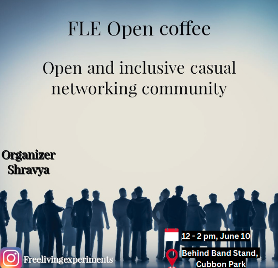 FreeLivingExpts's tweet photo. Open &amp; Inclusive events by Free Living Experiments on June 10th at #cubbonpark. Find more details  &amp; RSVP here : https://t.co/udBfEwNQWa #Bangaloreevents #Inclusion #opencommunity #networking #belonging #learning #art #games #weekend #Bangalore #bangalorecommunities https://t.co/Ih6EyLhE5X