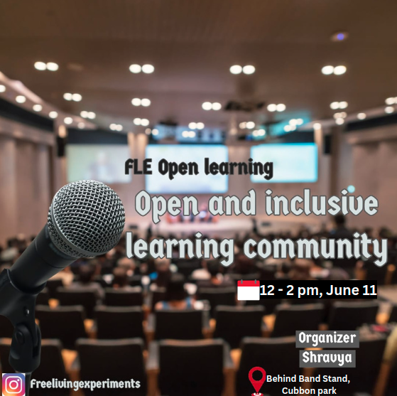 FreeLivingExpts's tweet photo. Open &amp; Inclusive events by Free Living Experiments on June 11th at #cubbonpark. Find more details  &amp; RSVP here : https://t.co/xVuZUkdUFR… #Bangaloreevents #Inclusion #opencommunity #networking #belonging #learning #art #games #weekend #Bangalore #bangalorecommunities https://t.co/YXPAnl7CvI