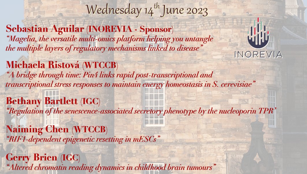 A great line-up of speakers at next week's 20th meeting of the Edinburgh Chromatin, Epigenetics and Transcriptional Regulation Network