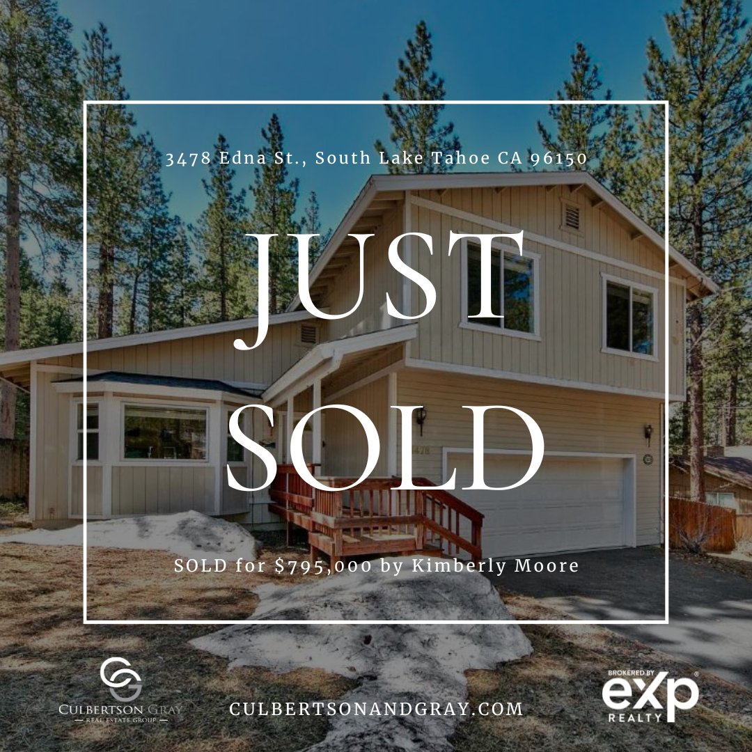SOLD! Congratulations Kimberly Moore and clients for closing on your beautiful home in South Lake Tahoe, CA. All the best in your new home! 

#culbertsonandgraygroup #culbertsonandgray #realtor #realestate #justsold #sold #zillowflex #brokeredbyeXprealty #exprealtyproud #expproud