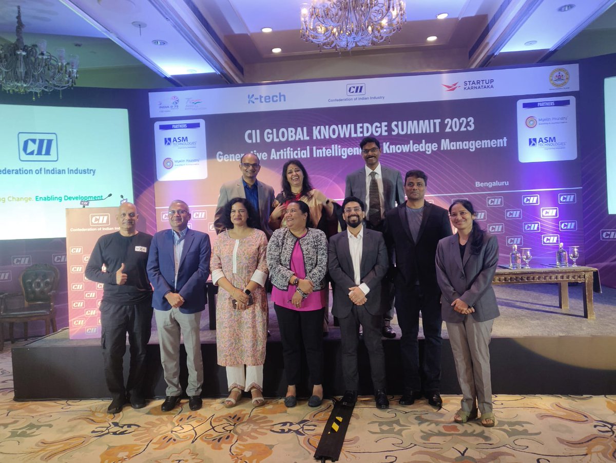 MadanRao's tweet photo. And that's a wrap! Thanks to all my colleagues on the CII Global Knowledge Summit 2023 committee for a fabulous event on "Generative AI & Knowledge Management". Looking forward to the next Summit already...๐
@TajWestEnd @CII4SR @FollowCII #CIIKnowledgeSummit #team #gratitude #AI https://t.co/V3AATb6ZB5