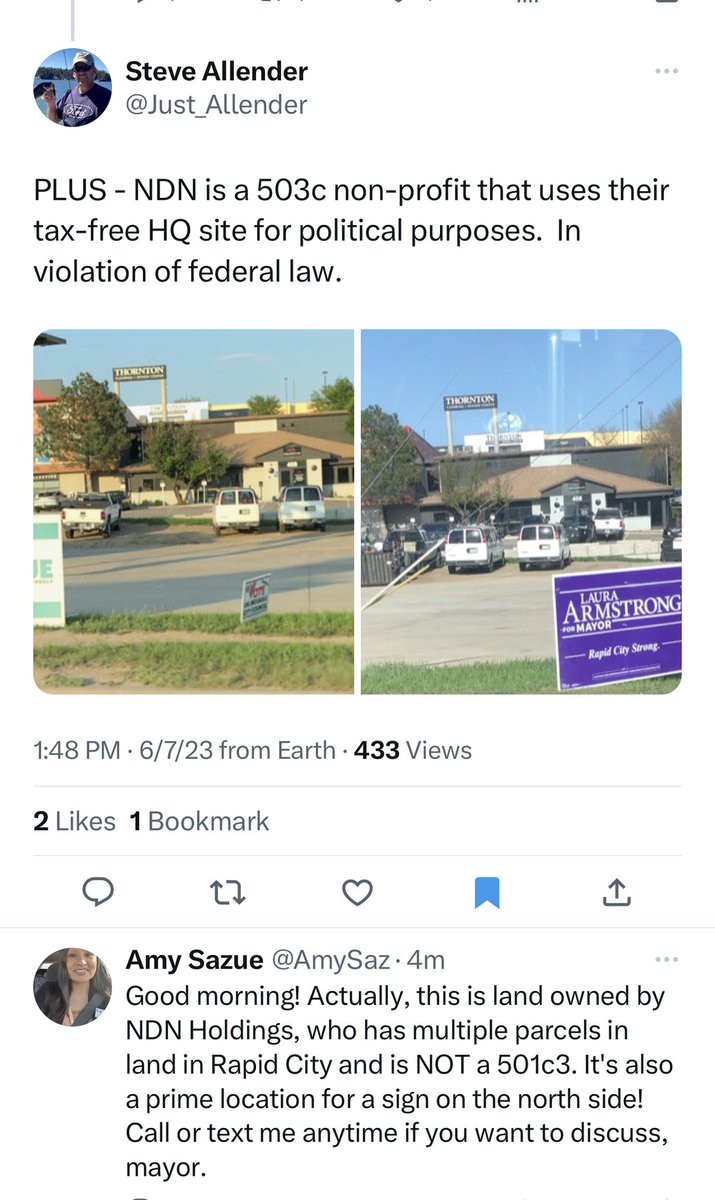 So disheartening to see misinformation being spread in our state and community! It’s a post of Kristi Noem bashing Target for supporting NDN Collective and the mayor threw in his two cents ultimately throwing three campaigns under the bus in an effort to add to the rhetoric. 😔