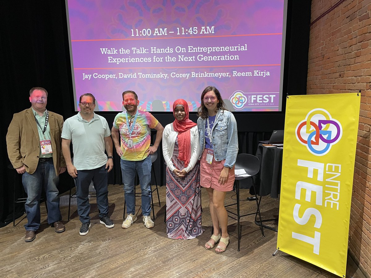 EdTechIowa's tweet image. Problems? The next generation in Iowa is ready to tackle them! Thanks to Jay, Corey, David, and Reem for discussing the programs and initiatives in Iowa that are helping prepare our high school students to become entrepreneurs! #EdTechIowa #EntreFEST23