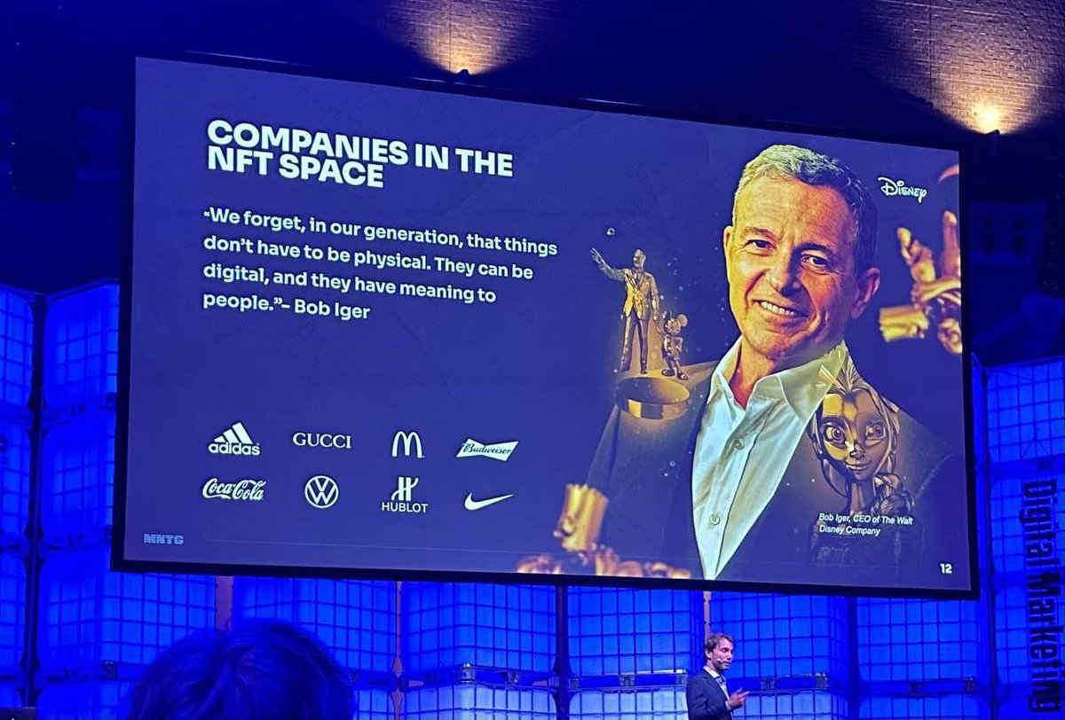Meanwhile (today) at a digital marketing event in Amsterdam. @RobertIger being cited on a slide with plenty of @Disney Golden Moments. Someone track down the speaker to suggest that a little #VeVe logo would've been nice 😊 Great find by @Nexclusive86 ! digitalmarketinglive.nl