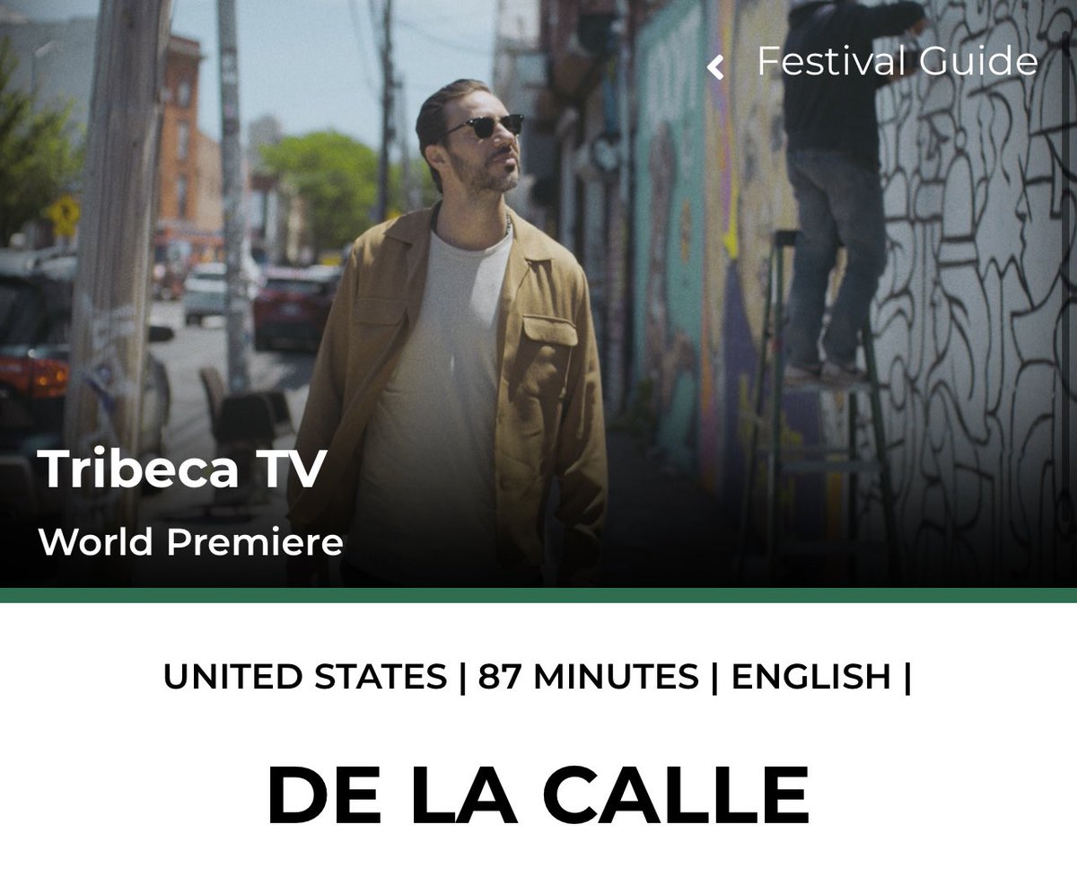 The New York Episode of De La Calle will be premiering @tribeca next Thursday! 🎥 This episode is my love letter to Latine contributions to Hip Hop!

Screening will be followed by q&amp;a with some of the artists, myself and will be hosted by my homegirl @laurastylez 🙏🏽