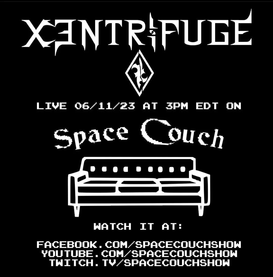 This Sunday, check out #Xentrifuge for a #LiveInterview on @spacecouch! 
Streaming here:
Facebook.com/spacecouchshow
youtube.com/spacecouchshow
twitch.tv/spacecouchshow

We have so much to talk about, don't miss it!
#industrial #darkmusic #thissunday