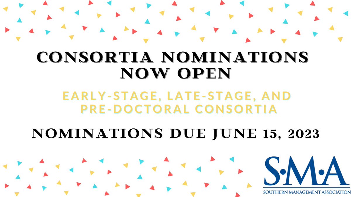 One week deadline! Students who attend the SMA consortia learn more about the field, the research process, and their peers. Nominations for the PhD student consortia — pre-, early-stage, and late-stage — are due on June 15th. Complete details here: smgmt.org/register-for-c…