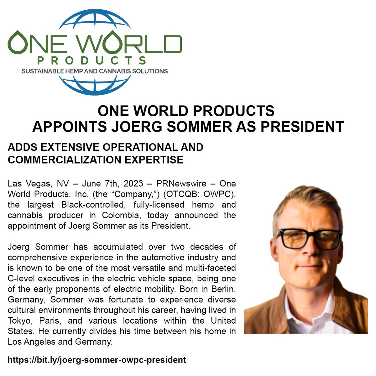 OneWrldProducts's tweet photo. “The timing could not be more ideal. We welcome Mr. Sommer to our team and look forward to him leading our next phase of growth of commercialization and acceleration of revenue.” @IsiahThomas - Chairman &amp; CEO, One World Products https://t.co/Ioi4xLBosG https://t.co/nmx16Sh1dY