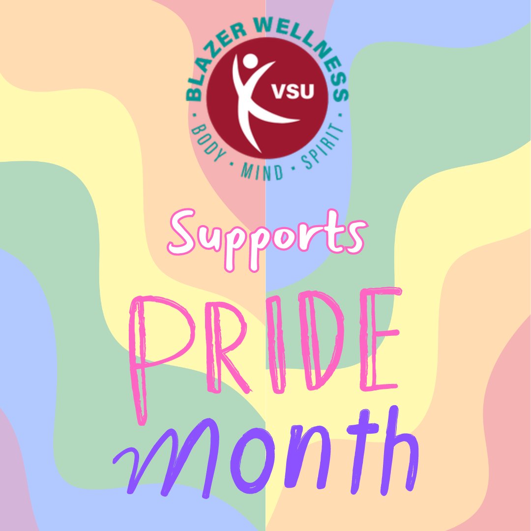 VSU_Wellness's tweet photo. We're thrilled to announce that Valdosta State University Office of Health Promotion and Wellness  proudly supports Pride Month!

As an institution committed to diversity and inclusivity we stand with the community in celebrating freedom to be your authentic self.

#PrideMonth https://t.co/Q369cYs3Ah