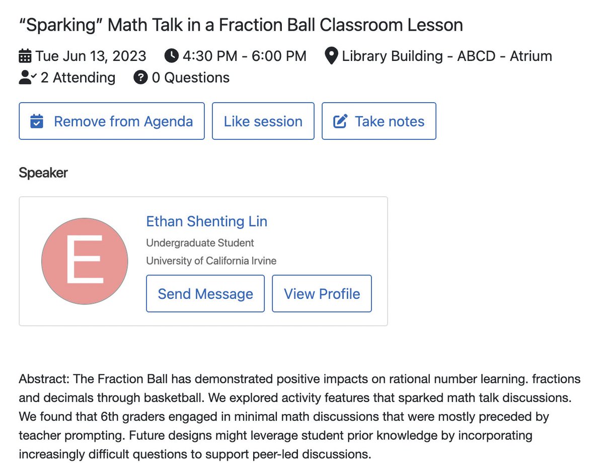 LuEMLawrence's tweet image. And another poster by @UCIEducation undergrad (🥳), Ethan Lin, who will be sharing some of his video data analysis of groups working on a LA Sparks related classroom lesson in the Fraction Ball program! @Bustamante_AS @DAlvarezVargas #stemlearninglab #playfullearning #WMBA 6/7