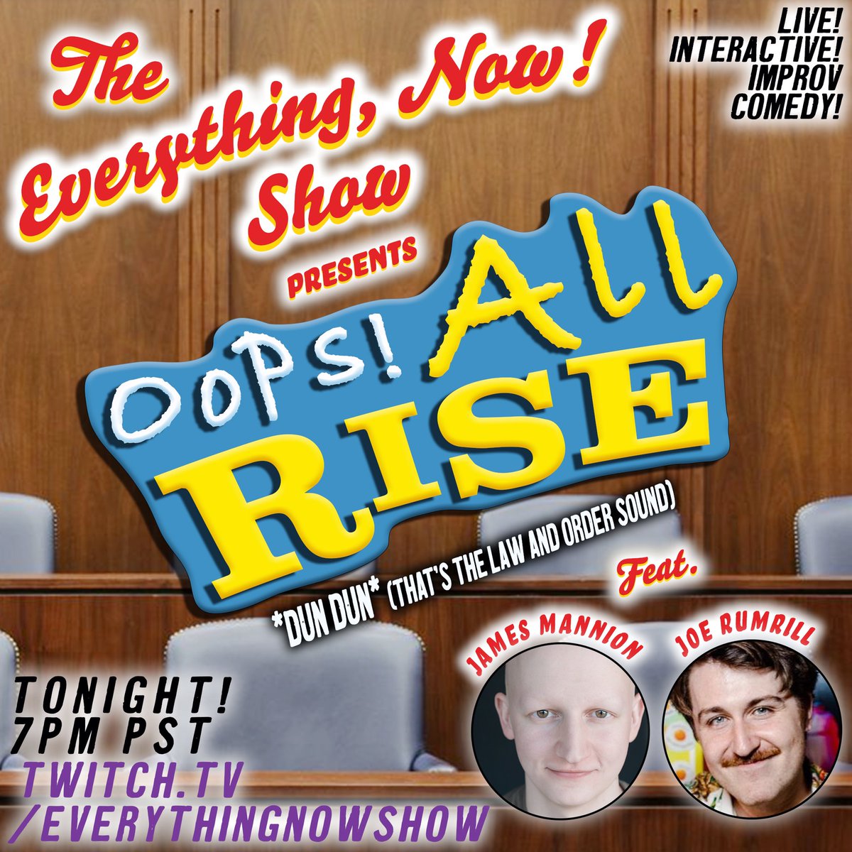 There’s a show tonight and it’s got <a href="/pizzamannion/">James Mannion</a> and <a href="/2tonbug/">Joe Rumrill</a> on it and that’s a big deal within the “I need a great show to watch on Thursday night from 7-9pm PST” community