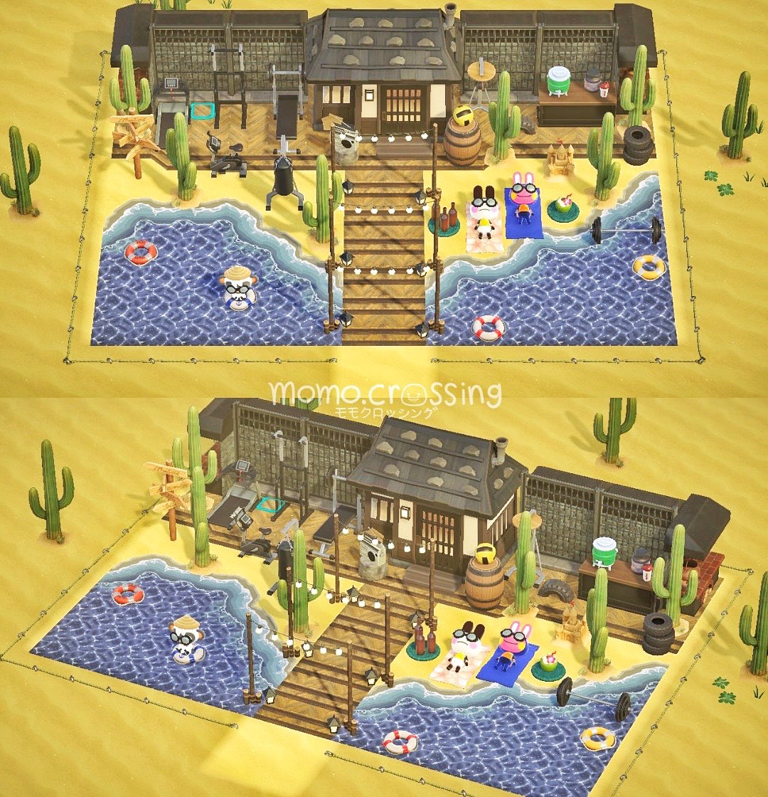 momo.crossing on Twitter "Beach gym for Genji and Snake💪😎🌞 ACNH 