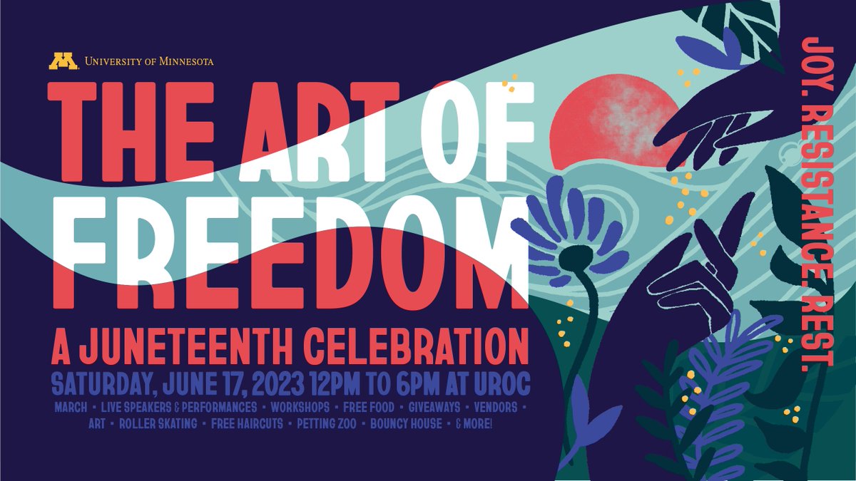 Join <a href="/UMNews/">University of Minnesota</a>' for its second annual #Juneteenth Celebration on 6/17! This block party &amp; march will run from 12-6 pm in North Minneapolis and will ft. Black vendors, speakers, workshops, storytellers, musicians, DJs, free food, &amp; more. See the schedule at juneteenth.umn.edu.