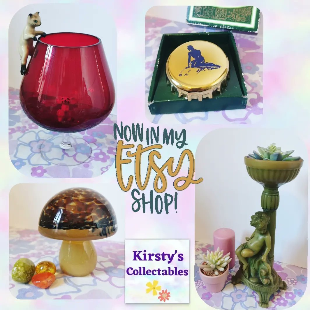 A fab selection listed today, if I do say so myself 🤩
etsy.com/listing/148508…
#vintagekirstyhas #catandmouseglass #kitsch #georgjensendesign #glassmushroom #wedgwoodglass #vintagehomewares #vintagehomedecor #vintagegifts #vintagegiftshop #cutevintage #nostalgicvintage #1970s