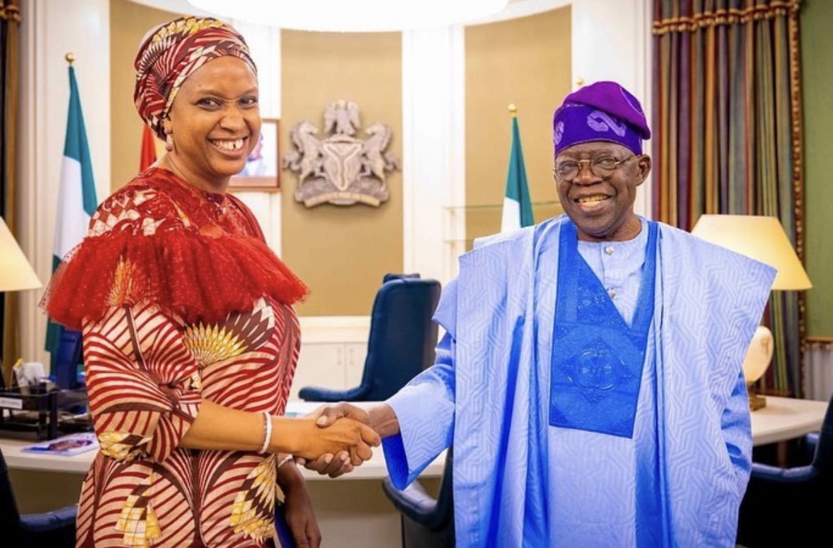 President Tinubu met with Hadiza Bala Usman yesterday at the Presidential Villa