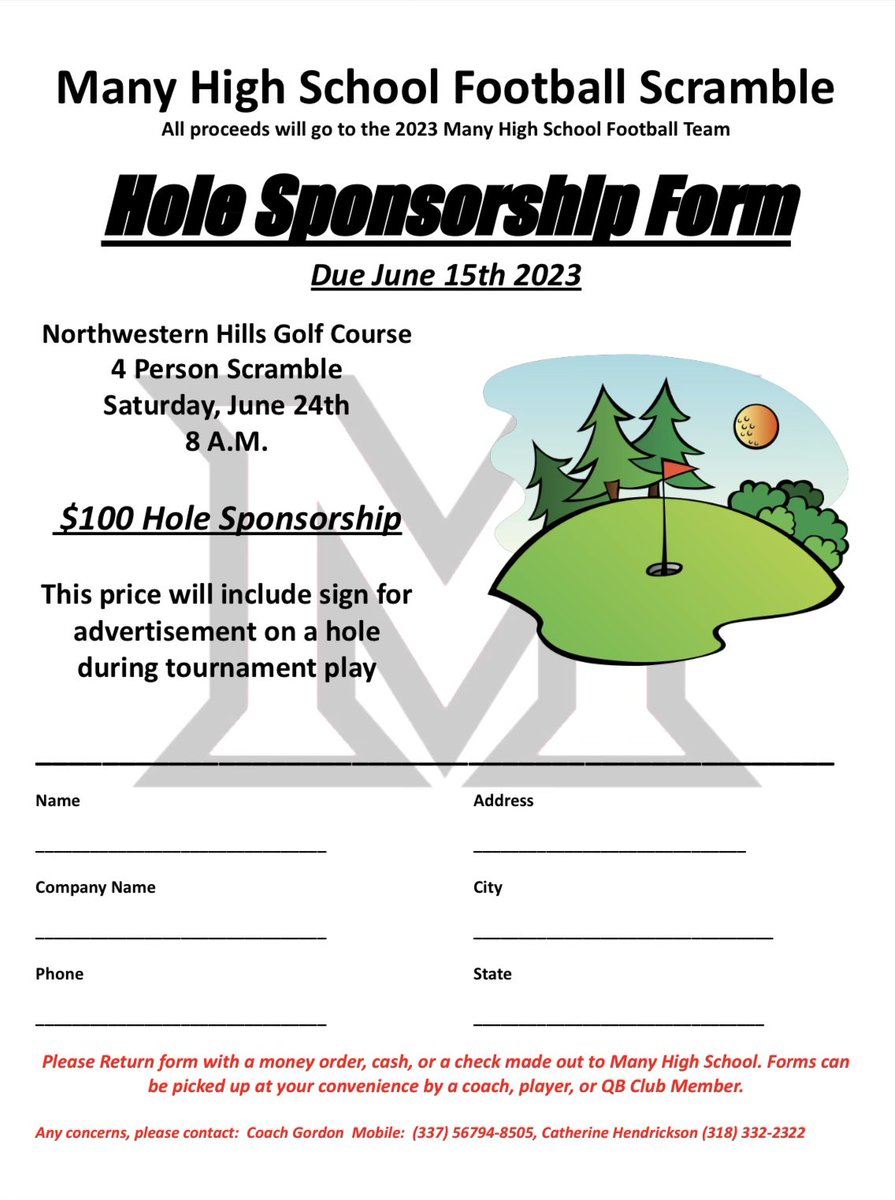 ♦️Many Football Golf Scramble♦️
      June 24th 
      Registration and info below!