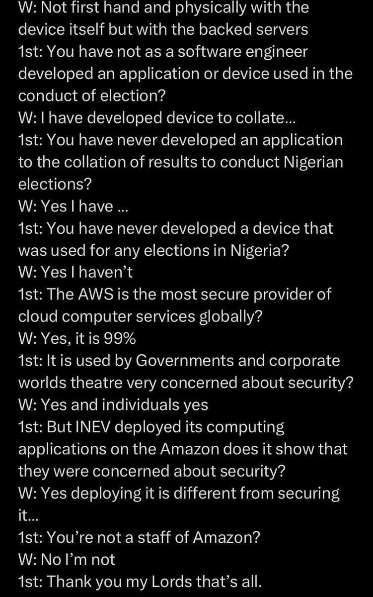 @iyke__mich @tee_blonde @itzz_blitz1 Does Nigerians work with Amazon 
Ana: yes
Does the witness work with Amazon or work on the app used at the last election 
Answer: No
So who is the dullard here?

#Pc copied#