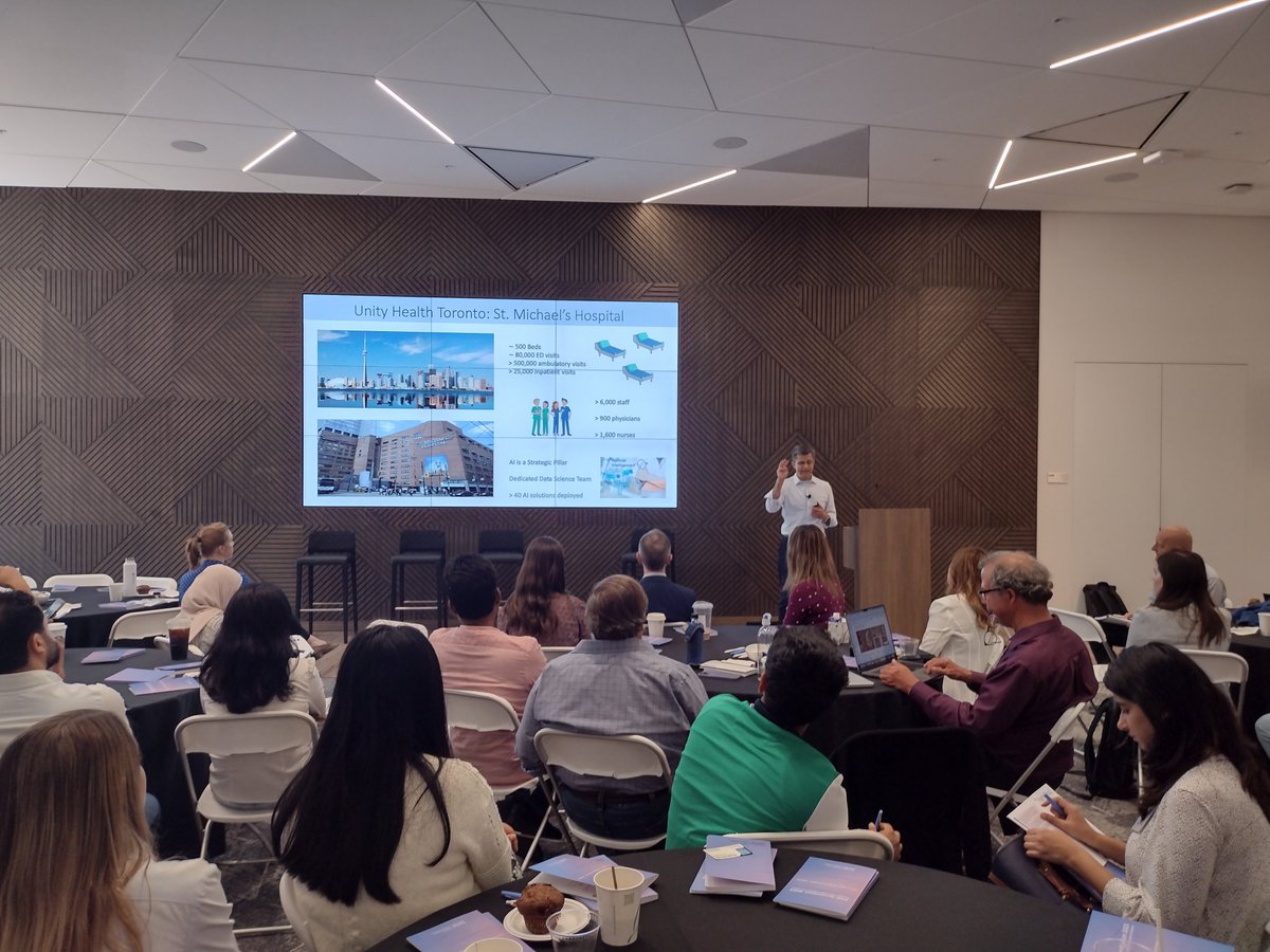 Dr. Muhammad Mamdani,@UofT_TCAIREM Director delivering a presentation on Responsible Implementation of #artificalintelligence  in #healthcare at the @StanfordAIMI  2023 Symposium