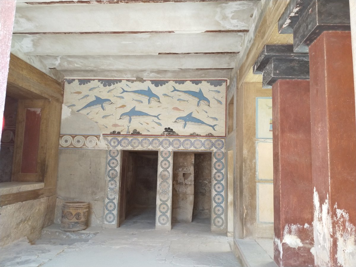 #DiaMundialDeLosOceanos 
Frescos de delfines. Palacio de Knossos. El original está en el Arqueológico de Heraklion