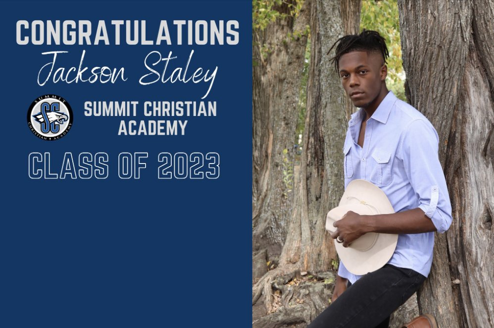 summitacademye1's tweet photo. Please join us in honoring the SCA Class of 2023 graduates & praying over their next season as they continue to achieve their God-given potential!
Today, we are featuring SCA 2023 Graduate, Jackson Staley!
#SCASeniorShoutout23 #SCAClassof23 #SCASeniors https://t.co/pouGqamGB9