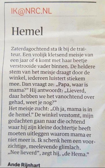 Oh ja Mama is in de hemel… (Hema) #ikje @nrc