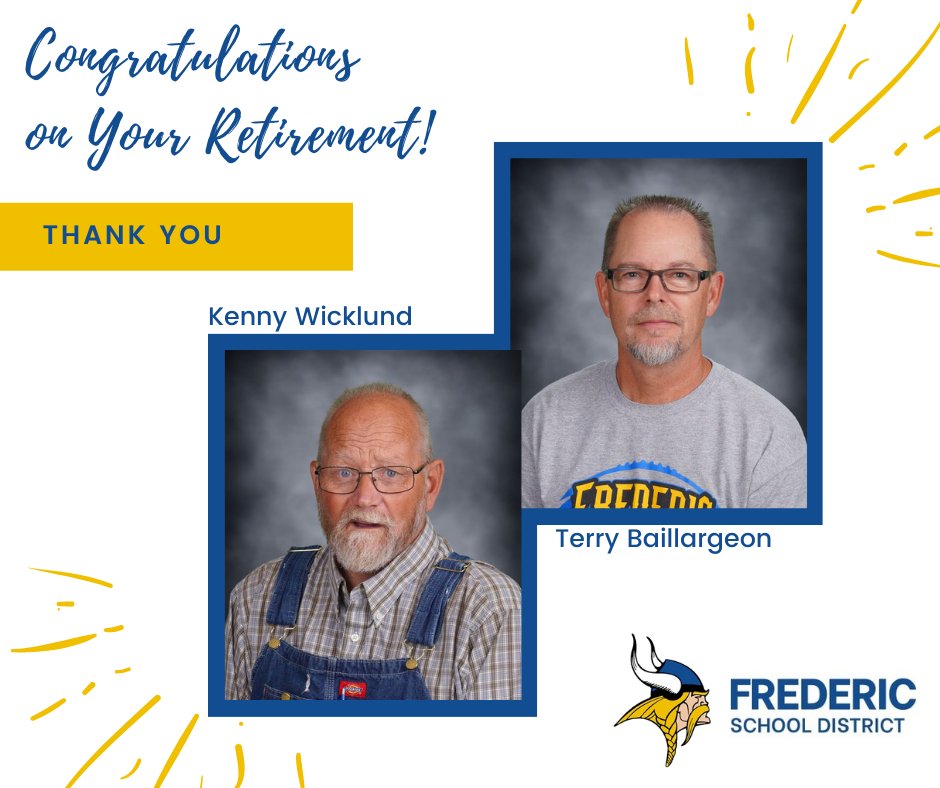 fredericvikings's tweet photo. Thank you to Terry and Kenny for 28th years of service with the Frederic School District!!! Enjoy Retirement!
#GoFrederic https://t.co/PDLxNvmSkF