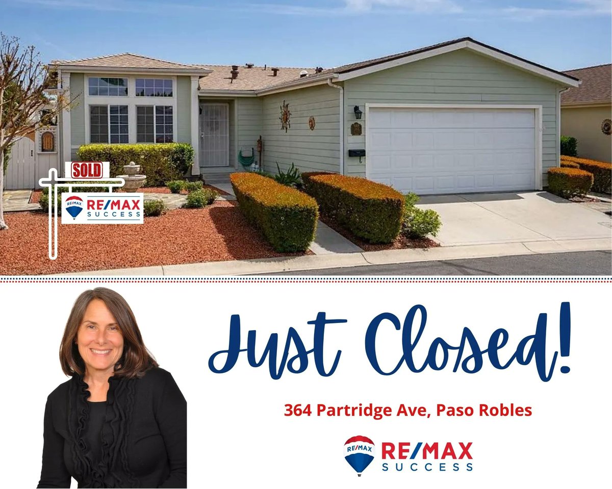 👏😍🏡☀ Congratulations to our Sellers and Lorelei Komm on the Successful Closing of 364 Partridge Ave! Thank you for choosing RE/MAX Success! We wish you all the best! Wonderful job, Lorelei! #remaxsuccess #justclosed #PasoRobles #remaxresults #SoldwithREMAX #remaxhustle