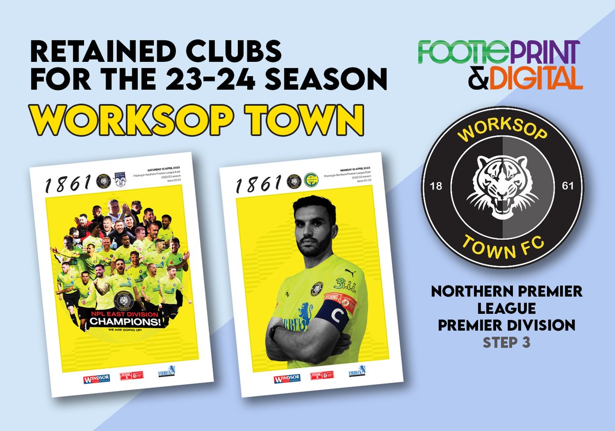 FootiePrint's tweet photo. RETAINED FOR 23-24!
We are delighted @worksoptownfc will partner with us again for 23-24, for a second season with FP. Welcome back to Pete, Devon and the team! #printprogrammes https://t.co/54rF5Ztyku