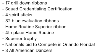 JPSHurricane's tweet photo. Join us in congratulating the Jonesboro Dance Team on their exceptional performances this week! Weโre proud to announce the following awards received by Jonesboro High School:
#CaneDance #OrlandoBound #AllAmericanDancers #CaneOTR ๐ท๐ท๐ท https://t.co/0UMw1HIVcZ
